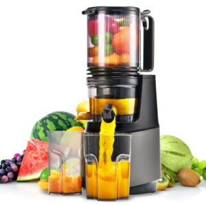 atsent cold press juicer,slow masticating juicer machines with 5.3" large feed chute for most fruits and vegetables,easy to clean lemon orange juicer with 250w motor and high juice yield