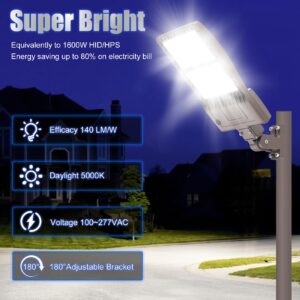 2Pack 400W LED Parking Lot Light 56000 Lumen, UL DLC Parking lot Flood Lights Arm Mount, Street Area Light IP65 5000K Waterproof 100-277VAC Input, Stadium Lights Outdoor LED, LED Pole Light Outdoor