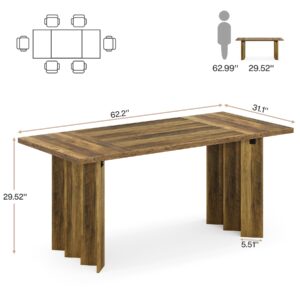 Tribesigns Modern Executive Desk, 62.2" Office Computer Desk, Mid-Century Modern Desk with Legs, Simple Writing Desk Workstation Business Furniture for Home Office, Brown Oak