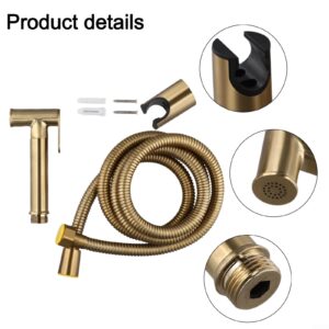 Gold Handheld Bidet Sprayer for Toilet, Stainless Steel Diaper Jet Spray, Adjustable Water Pressure with Bidet Spray Hoses, Bidet Toilet Sprayer for Baby/Feminine Wash