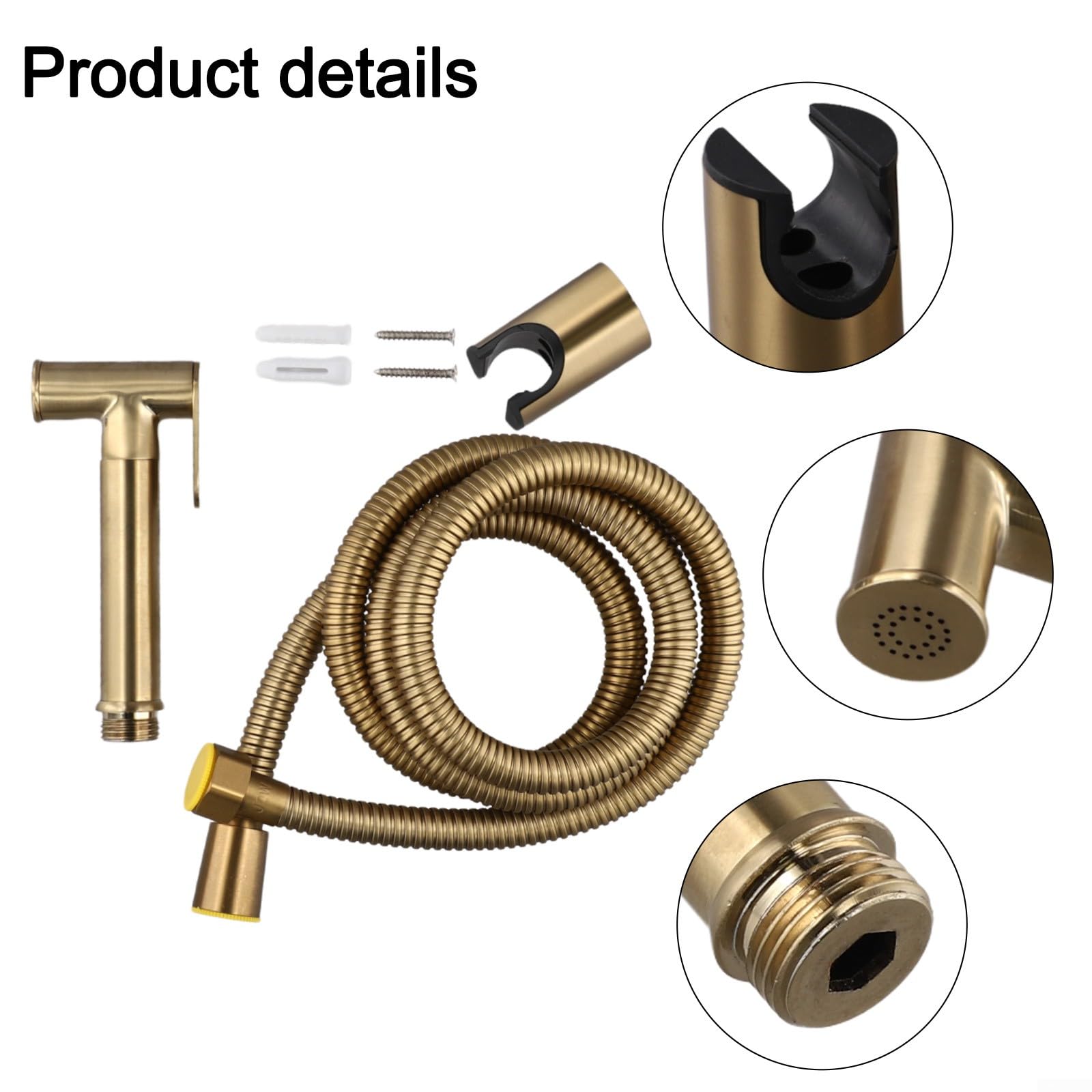 Gold Handheld Bidet Sprayer for Toilet, Stainless Steel Diaper Jet Spray, Adjustable Water Pressure with Bidet Spray Hoses, Bidet Toilet Sprayer for Baby/Feminine Wash