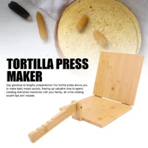 EVGATSAUTO Wooden Tortilla Press Maker, Rustproof Metal Dough Press for Home Kitchen, 50 Sheets Parchment Paper, Pizza Pancake Naan Press, Foodies