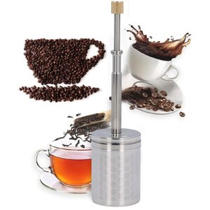 Portable Coffee and Tea Filter Press, Reusable Stainless Steel Coffee Maker for Home Office Travel