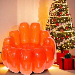 SUNKOX Jelly Inflatable Chair,Jelly Chair,Jelly Collection Inflatable Chair,Inflatable Sofa,Indoor Outdoor Portable Blow Up Couch,for Indoor Outdoor Camping, Party, Beach, Hiking, Yard (Orange)