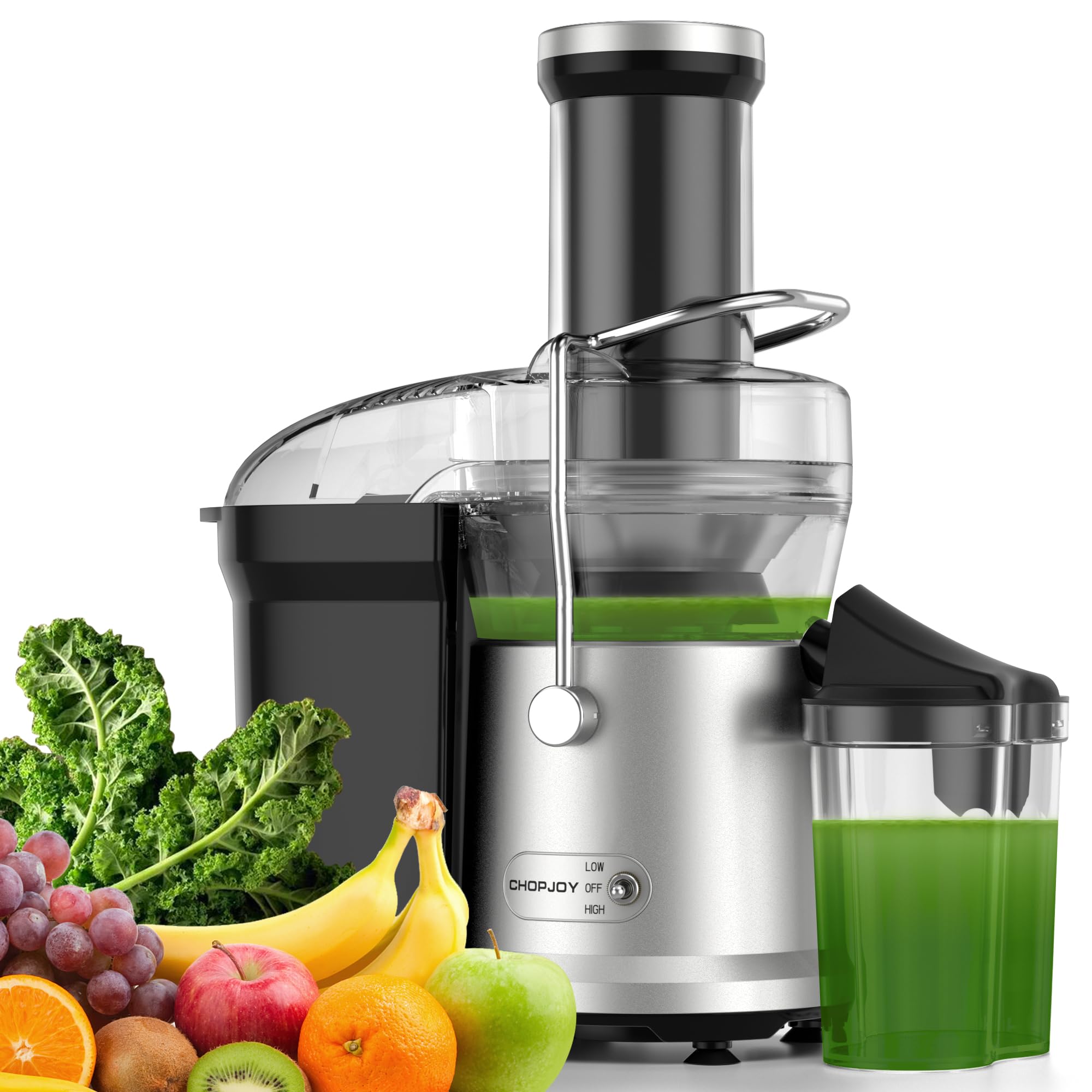 Juicer, 1200W Juicer Machine with 3" Feed Chute for Whole Fruits and Vegs, Dual Speeds Centrifugal Juice Extractor, High Juice Yield, Full Copper Motor, Easy to Clean, BPA Free