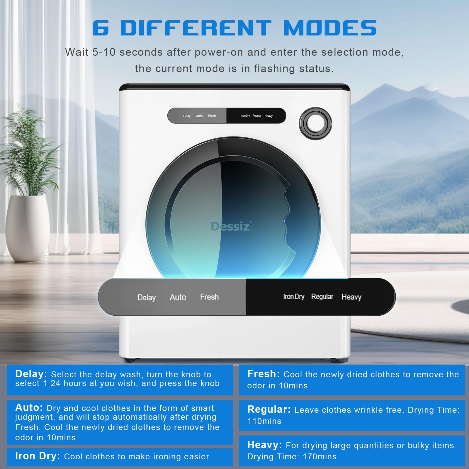 BINMIT 110V 970W Portable Clothes Dryer, 11LBS Capacity Compact Laundry Dryer, Small Spaces RVs and Apartments Quiet, Front Load Mini Portable Dryer for Laundry Machines Drying