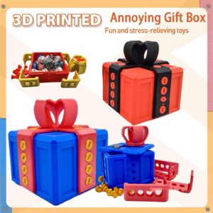 Annoying Gift Boxes, 3D Annoying Gift Boxes with Screws, Prank Screw Boxes, Novelty and Funny Gift Boxes for Halloween Christmas Gifts for Family and Friends (3.15IN) (Blue and White)