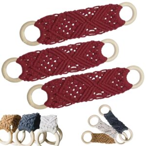 macrame towel holder ring, macrame kitchen towel holder, crochet towel holder rings, macrame knit hanging kitchen towel holder, crochet hanging dish towel holder hanging kitchen towels ring (red)