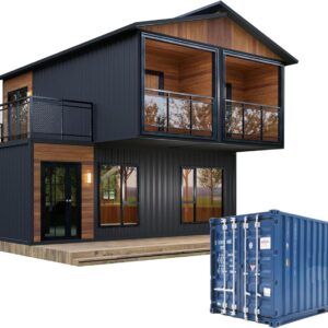 Double Story Container House 5 Room Prefab Tiny Home to Live in for Adults Mini Foldable Mobile Home Modular Guest Homes kit casas prefabricadas para Vivir with Water & Electricity Terrace