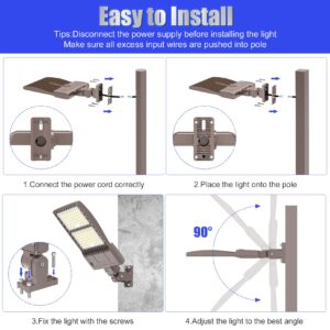 4Pack 400W LED Parking Lot Light 56000 Lumen, UL DLC Parking lot Flood Lights Arm Mount, Street Area Light IP65 5000K Waterproof 100-277VAC Input, Stadium Lights Outdoor LED, LED Pole Light Outdoor