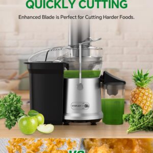 Juicer, 1200W Juicer Machine with 3" Feed Chute for Whole Fruits and Vegs, Dual Speeds Centrifugal Juice Extractor, High Juice Yield, Full Copper Motor, Easy to Clean, BPA Free