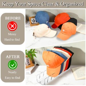 Ponpon 2Pcs Hat Stand for Baseball Caps, Acrylic Hat Display and Organizer, Hat Holder Hat Storage Rack, Baseball Caps for Closet, Bedroom, Dresser, Office