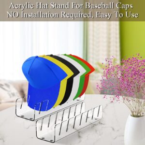 Ponpon 2Pcs Hat Stand for Baseball Caps, Acrylic Hat Display and Organizer, Hat Holder Hat Storage Rack, Baseball Caps for Closet, Bedroom, Dresser, Office