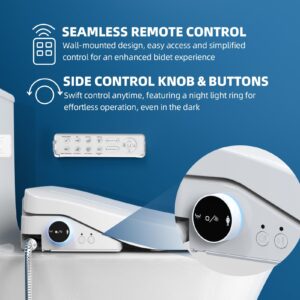 Bidet Toilet Seat, Elongated Heated Toilet Seat with Instant Warm Water & Dryer, Smart Bidet Warmer, Feminine & Front Rear Wash, Remote, Self-Clean Nozzle, Slow Close Lid, Prompt Sound Version