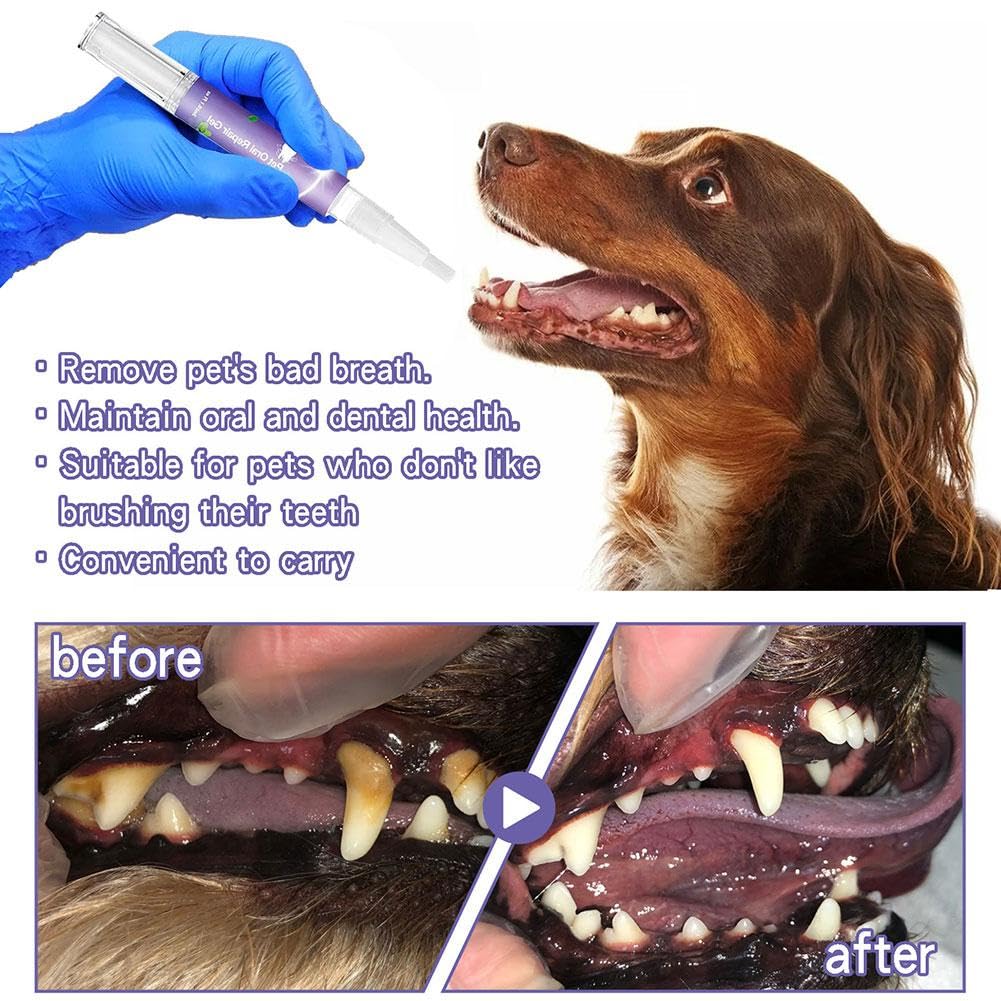 Pets Toothbrush,Pet Oral Repair Gel Pen for Dogs Cat,Pet Oral Repair Gel,Pet Comfy Toothbrush Pen,Tooth Cleaning Pen for Dog Cats Dental Care Fresh Breath,Pet Breath Freshener Gel Care Cleaner