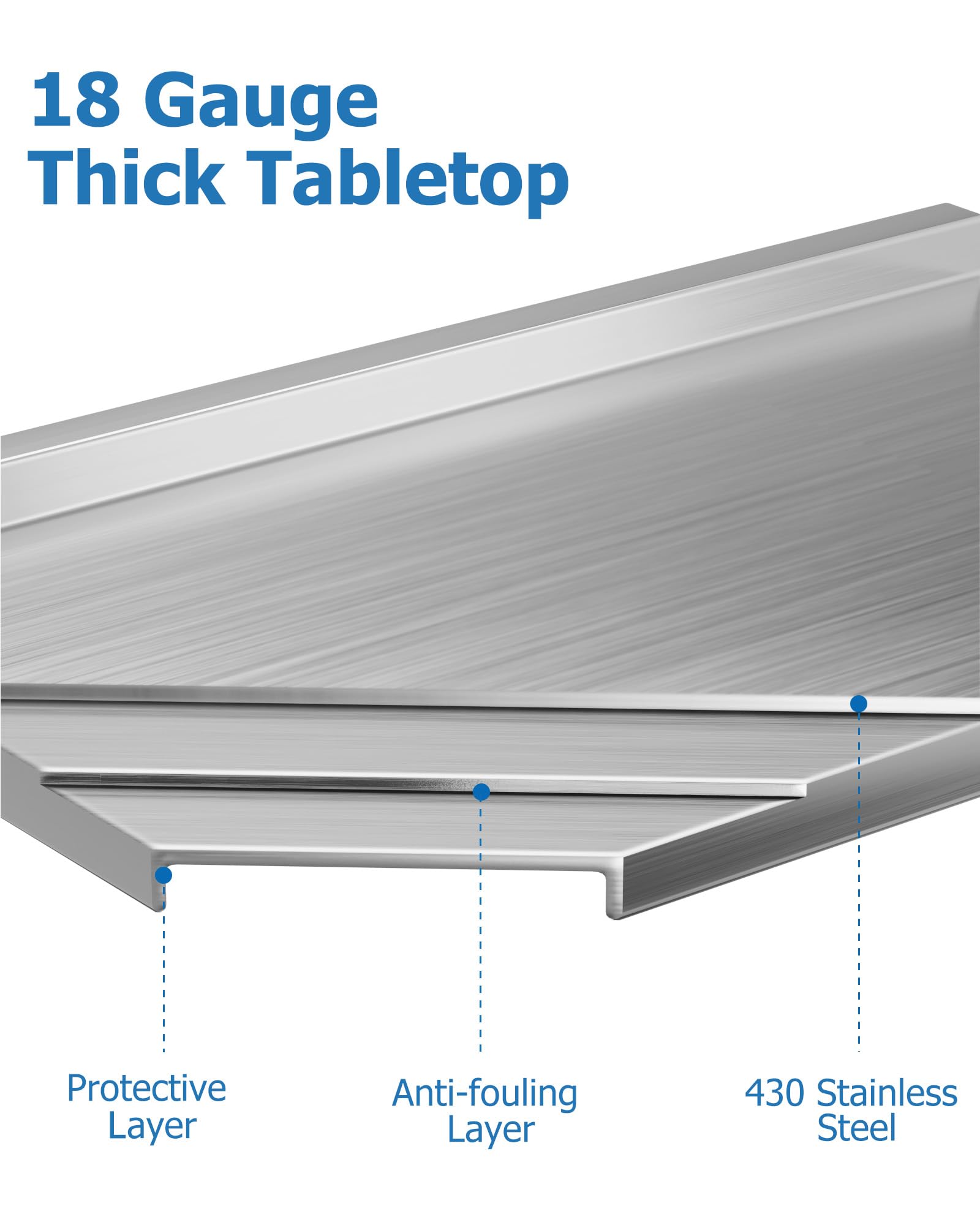 TrailBlaze 48" x 30" Stainless Steel NSF Certified Work Table Heavy Duty Commercial Kitchen Prep Table with Undershelf for Home, Restaurant, Hotel Use