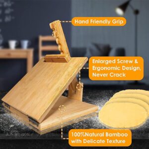 EVGATSAUTO Wooden Tortilla Press Maker, Rustproof Metal Dough Press for Home Kitchen, 50 Sheets Parchment Paper, Pizza Pancake Naan Press, Foodies