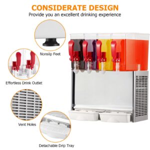 Commercial Beverage Dispenser, 4 Tanks 10.56 Gallon 40L Commercial Juice Dispenser, 10 Liter Per Tank, 380W Stainless Steel Food Grade Ice Tea Drink Dispenser with Thermostat Controller