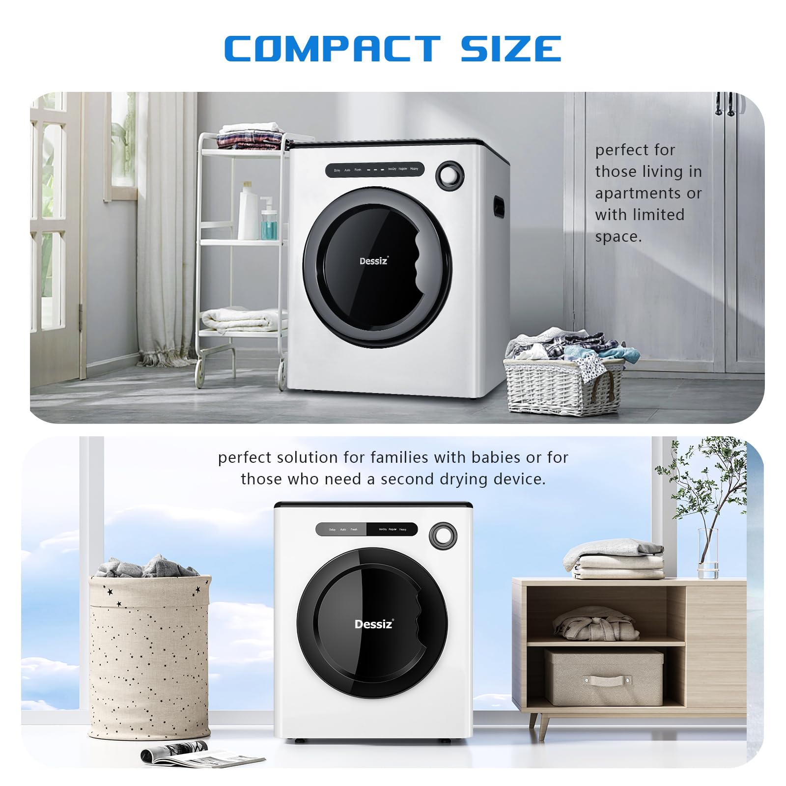 BINMIT 110V 970W Portable Clothes Dryer, 11LBS Capacity Compact Laundry Dryer, Small Spaces RVs and Apartments Quiet, Front Load Mini Portable Dryer for Laundry Machines Drying