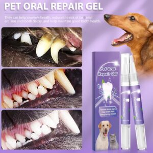 Pet Oral Repair Gel,Pet Oral Restoration White Gel,Pet Breath Freshener Gel No Brushing Oral Care Cleaner，Easy Teeth Cleaning Gel for Dogs & Cats,3ML (3box,6pcs)