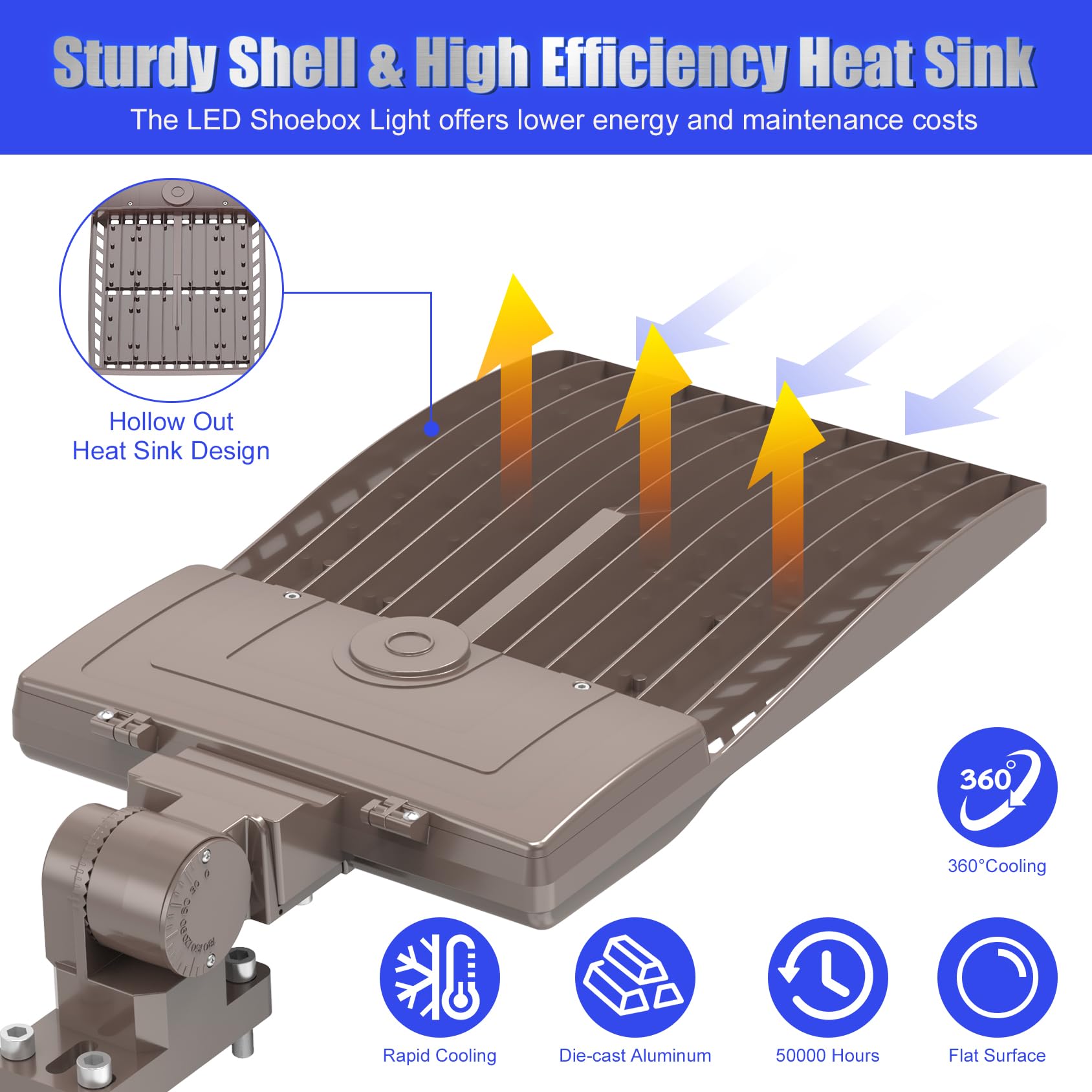 8Pack 400W LED Parking Lot Light Dusk to Dawn Outdoor Lighting Arm Mount 56000LM IP65 UL & DLC Commercial Light for Street Stadium Tennis Court 5000K (100-277VAC Input), LED Shoebox Light