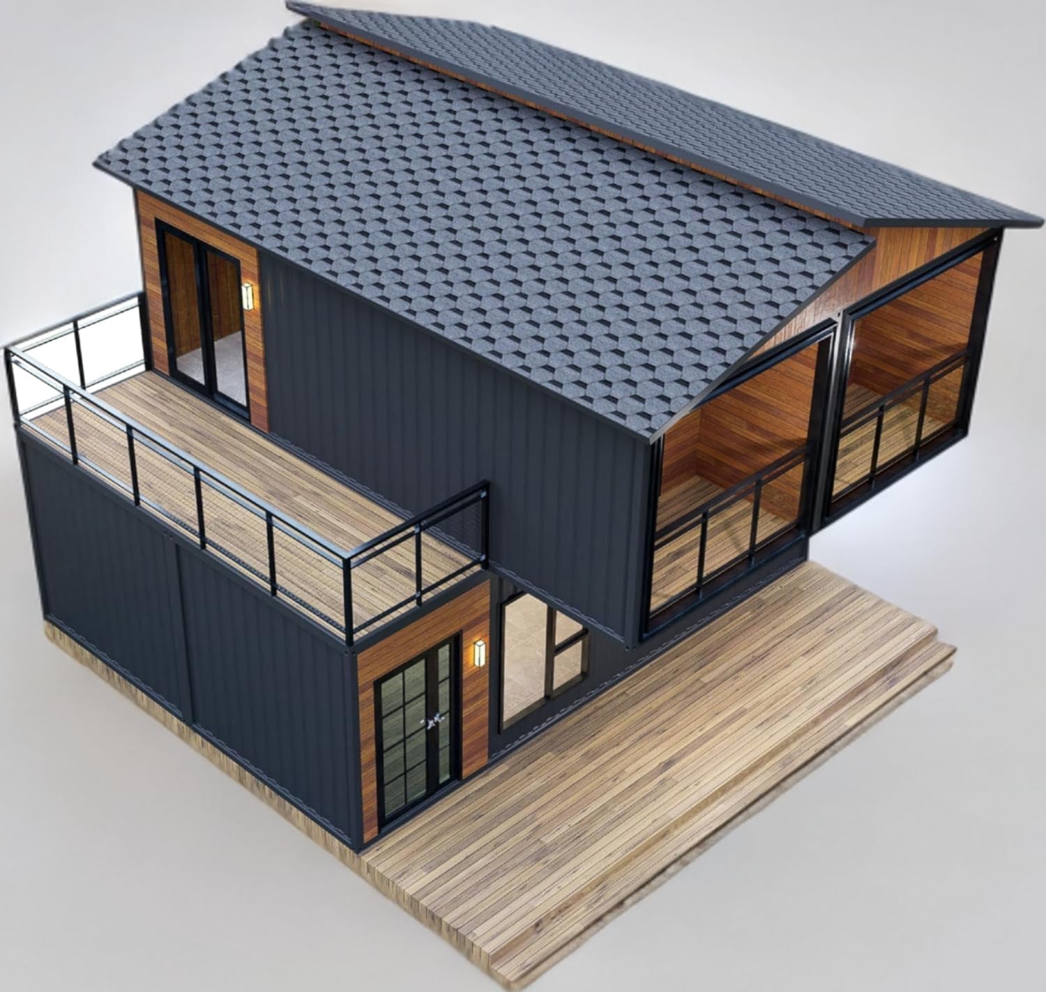 20FT x4 Double Story House 2024 Tiny House, Foldable Tiny Home with Water and Electricity Discharge Pipe Prefab Space 40 FT Tiny House to Live in Modular Homes Container House Mobile House