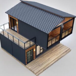 Double Story Container House 5 Room Prefab Tiny Home to Live in for Adults Mini Foldable Mobile Home Modular Guest Homes kit casas prefabricadas para Vivir with Water & Electricity Terrace