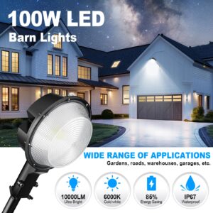 AUXTINGS 100W LED Barn Light,10000LM Yard Area Lights Dusk to Dawn Outdoor Lighting with Photocell 6000K Daylight IP66 Waterproof Street Lights for Security Farmhouse Area Light Garage