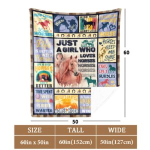 WLLHEO Horse Stuff for Girls, Horse Gifts for Girls 10-12, Horse Gifts for 8-12-Year-Old Girls, Horse Gifts for Girls 8-12, Blanket Throws 60" x 50"