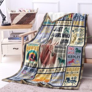 WLLHEO Horse Stuff for Girls, Horse Gifts for Girls 10-12, Horse Gifts for 8-12-Year-Old Girls, Horse Gifts for Girls 8-12, Blanket Throws 60" x 50"