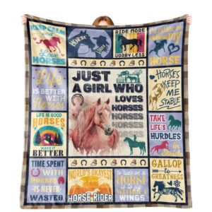 wllheo horse stuff for girls, horse gifts for girls 10-12, horse gifts for 8-12-year-old girls, horse gifts for girls 8-12, blanket throws 60" x 50"