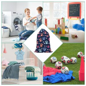 Colorful Cute Dog Paw Prints Laundry Bag Travel Mesh Laundry Bags Drawstring Large Laundry Basket Hamper Washable Lingerie Storage Net Bag for Delicates Camp Dirty Clothes Apartment Home