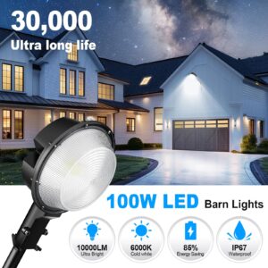 AUXTINGS 100W LED Barn Light,10000LM Yard Area Lights Dusk to Dawn Outdoor Lighting with Photocell 6000K Daylight IP66 Waterproof Street Lights for Security Farmhouse Area Light Garage