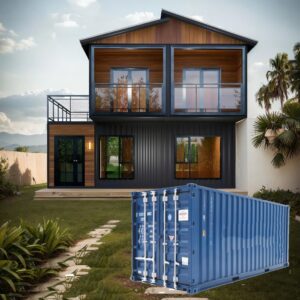 Double Story Container House 5 Room Prefab Tiny Home to Live in for Adults Mini Foldable Mobile Home Modular Guest Homes kit casas prefabricadas para Vivir with Water & Electricity Terrace