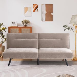 amicliber convertible sofa memory foam futon sofa bed sleep plitback loveseat daybed sofa for living spaces,apartment,khaki