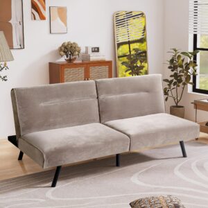 AMICLIBER Convertible Sofa Memory Foam Futon Sofa Bed Sleep Plitback LoveSeat Daybed Sofa for Living Spaces,Apartment,Khaki