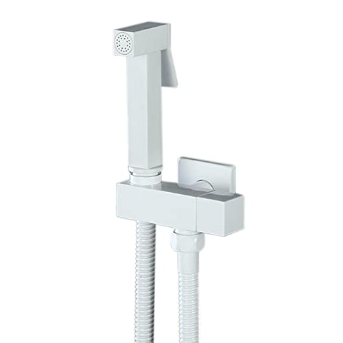 ZLOCYIVHE Hand Shower for Toilet Set Cloth Diaper Sprayer for Toilet Toilet Bidet Sprayer Wall Mount Brass with Hose Cold Water Bidet Handheld Water Sprayer,Chrome(White)