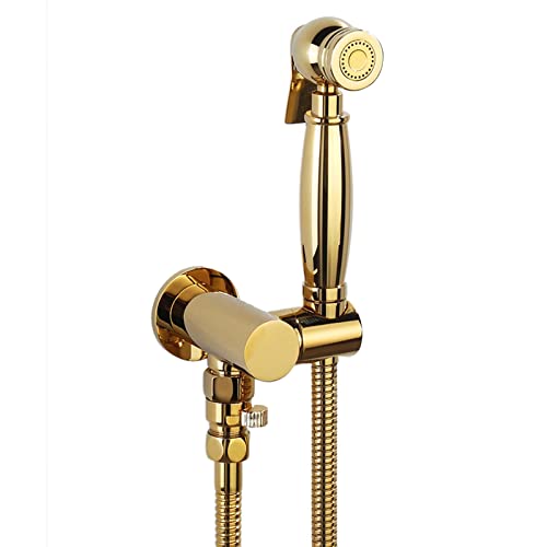 ZLOCYIVHE Hand Shower for Toilet Set Bidet Shower Head for Toilet Cloth Diaper Sprayer Kit Gold Brass with Hose Cold Water Toilet Bidet Sprayer Set,B(A)