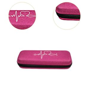 IEUDNS Stethoscope Carrying Case, Storage Box with Inner Mesh Pocket Case EVA Bag, Portable, Stethoscope Carrying Bag, Pink White Pattern