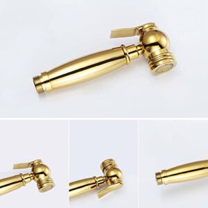 ZLOCYIVHE Hand Shower for Toilet Set Bidet Shower Head for Toilet Cloth Diaper Sprayer Kit Gold Brass with Hose Cold Water Toilet Bidet Sprayer Set,B(A)