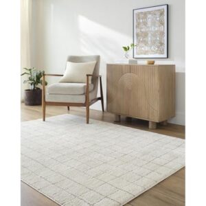 livabliss x our pnw home cascade minimalist grid area rug, 7'10" x 10', grid ivory/taupe