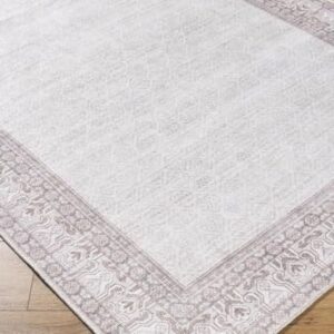 Livabliss x Our PNW Home Rainier Cottage Border Washable Area Rug, 2'7" x 10', Brown/Cream