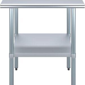 Express KitchQuip Stainless Steel Work Table | Commercial & Residential Kitchen Laundry Garage Utility Bench | NSF Metal Prep Table (24" x 30" Table)