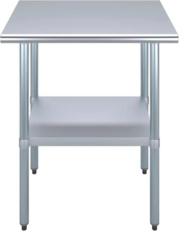 Express KitchQuip Stainless Steel Work Table | Commercial & Residential Kitchen Laundry Garage Utility Bench | NSF Metal Prep Table (24" x 30" Table)