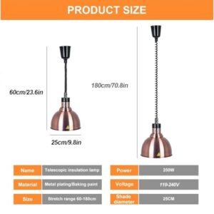 3Pcs Buffet Hanging Heat Lamps, 250W Buffet Food Heating Lamp with Telescopic Range 60-180cm for Buffet Kitchen Restaurant