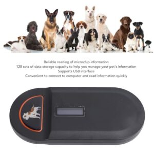 Pet Microchip Reader, Animal Universal Microchip Tag Reader Scanner, 800mah Rechargeable Microchip Scanner, 128 Data Storage (Black)