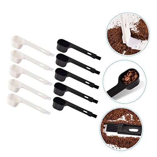 GRIRIW 10pcs Coffee Spoon Cleaning Brush Pp Milk Powder Scoop Coffee Espresso Maker Measuring Teaspoon Recyclable Spoon Tea Scoop Coffee Scoop Condiment Spoons Kitchenware White Nylon