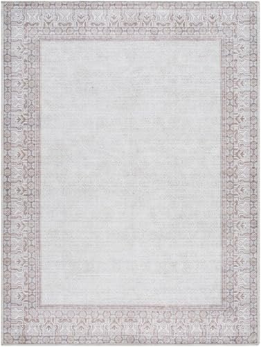 Livabliss x Our PNW Home Rainier Cottage Border Washable Area Rug, 2'7" x 10', Brown/Cream