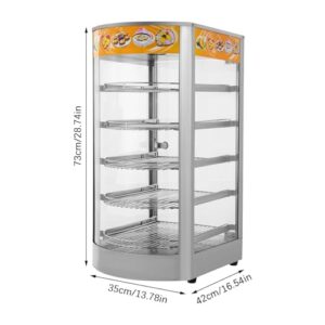 5-Tier Commercial Countertop Food Warmer, 14''Display Pizza Warmer Electric Pastry Warmer Case w/Adjustable Temperature from 30°c-85°c, Pastry Patty Warmer Case