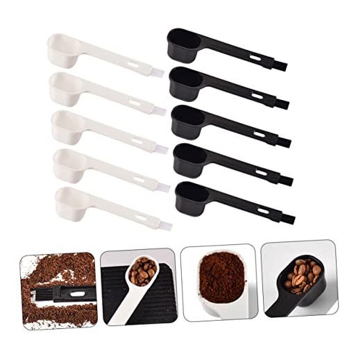 GRIRIW 10pcs Coffee Spoon Cleaning Brush Pp Milk Powder Scoop Coffee Espresso Maker Measuring Teaspoon Recyclable Spoon Tea Scoop Coffee Scoop Condiment Spoons Kitchenware White Nylon